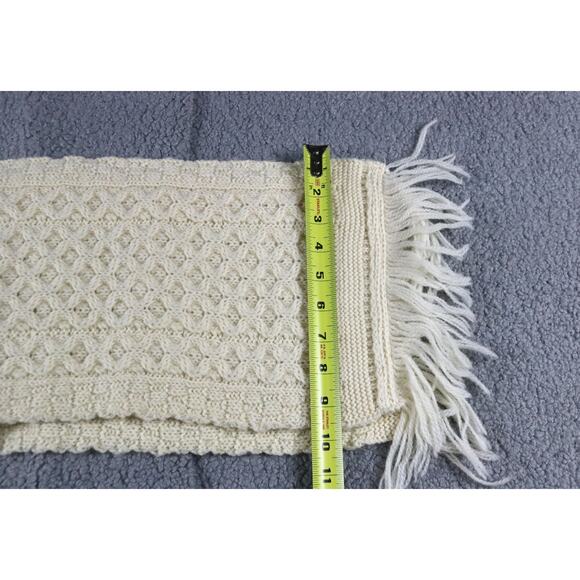 Aran Crafts Wool Scarf Cream Fisherman Cable Knit Merino Chunky 48" Ireland - Picture 3 of 4